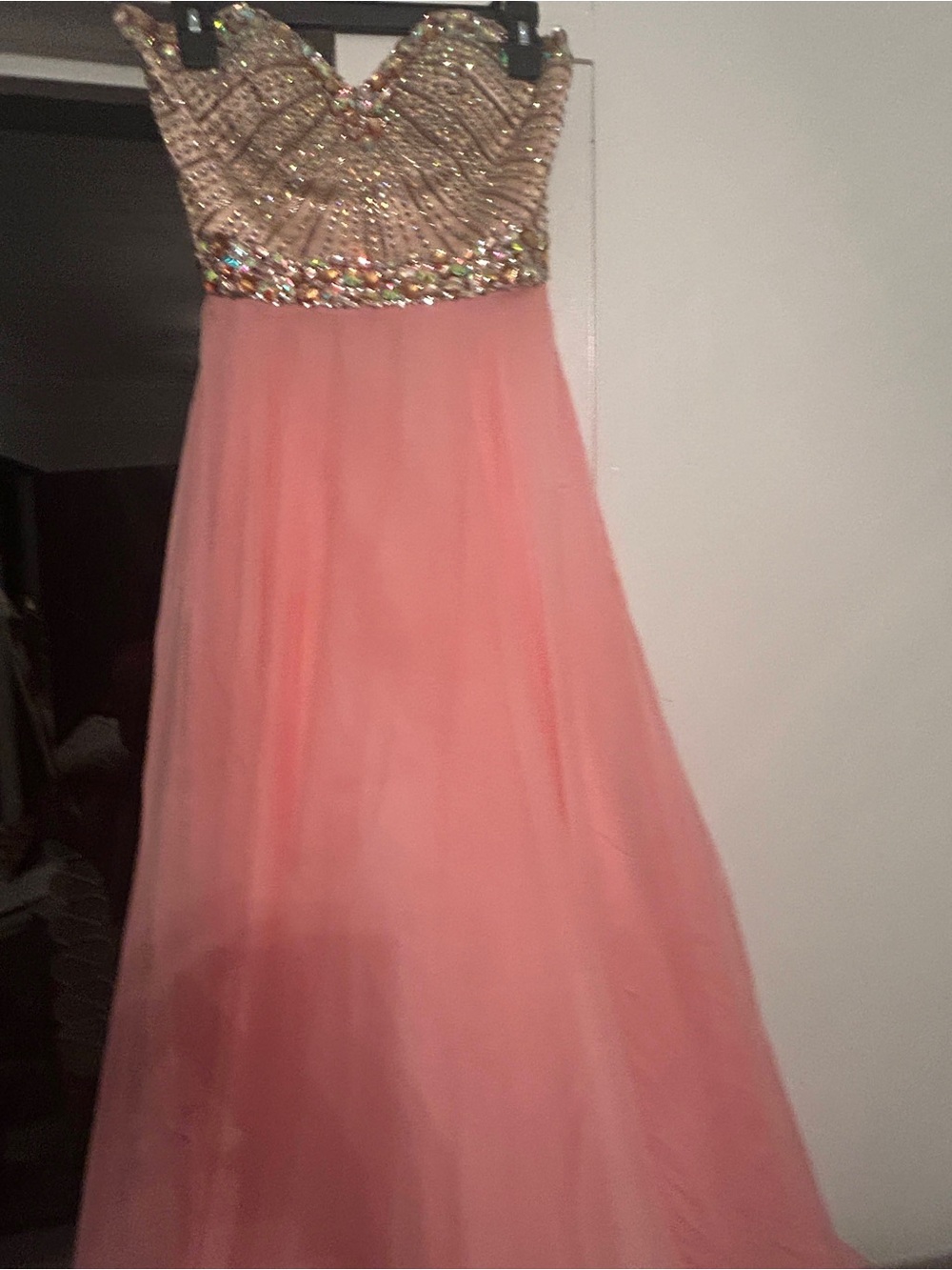 Sherri Hill GORGEOUS Coral Pink Tulle Dress with Beaded Bodice TO DIE FOR Size 2